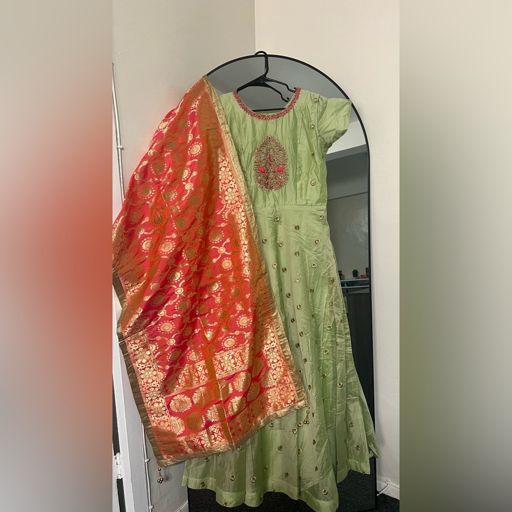 Mint Green Gowm with Dupatta